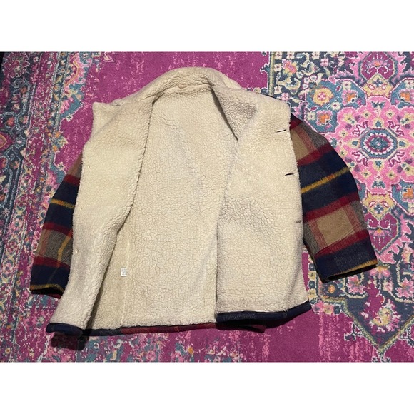 80s Wool Plaid Sherpa Jacket Size L - Picture 7 of 7